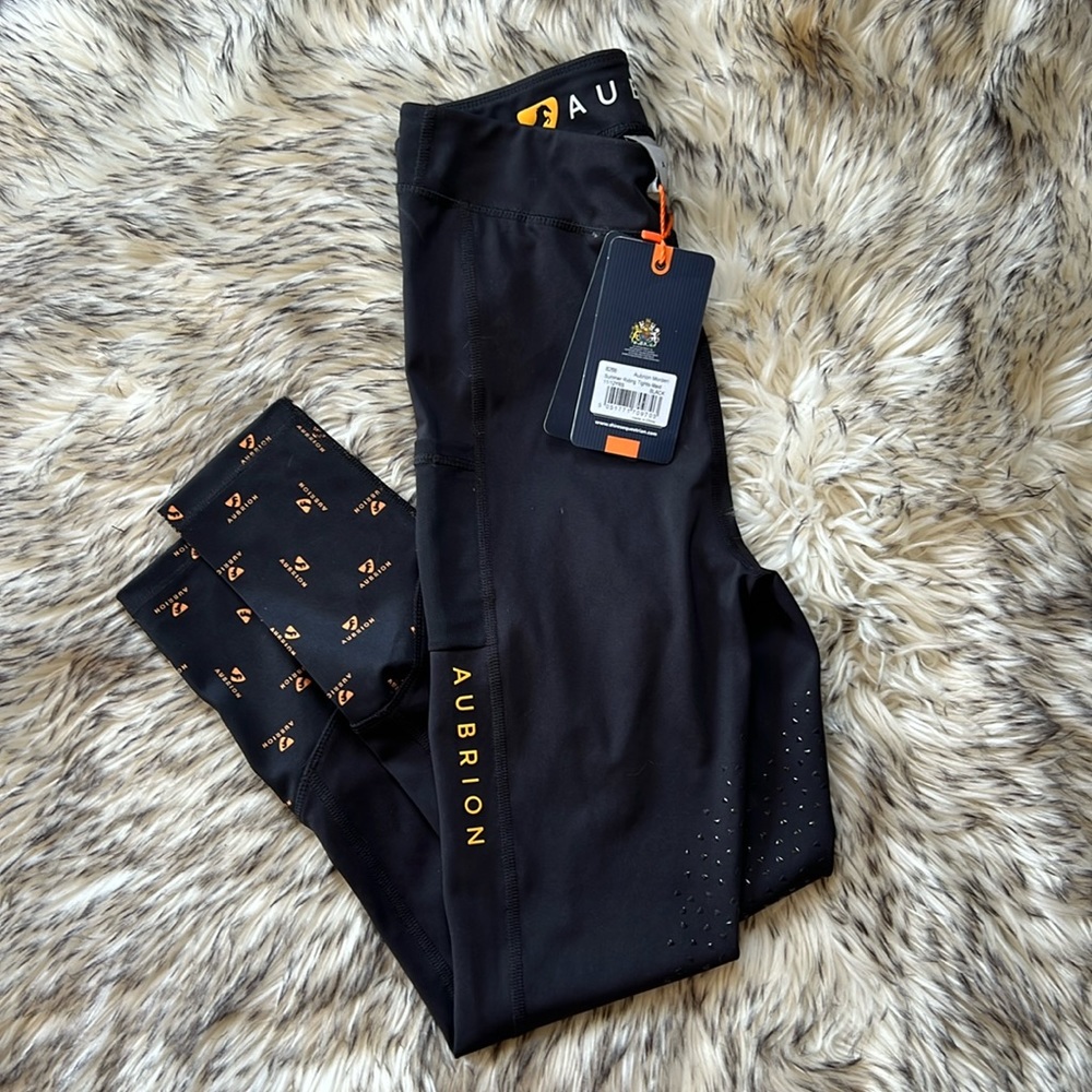 Aubrion by Shires Youth 11-12 Summer Riding Tights - Black, NWT
